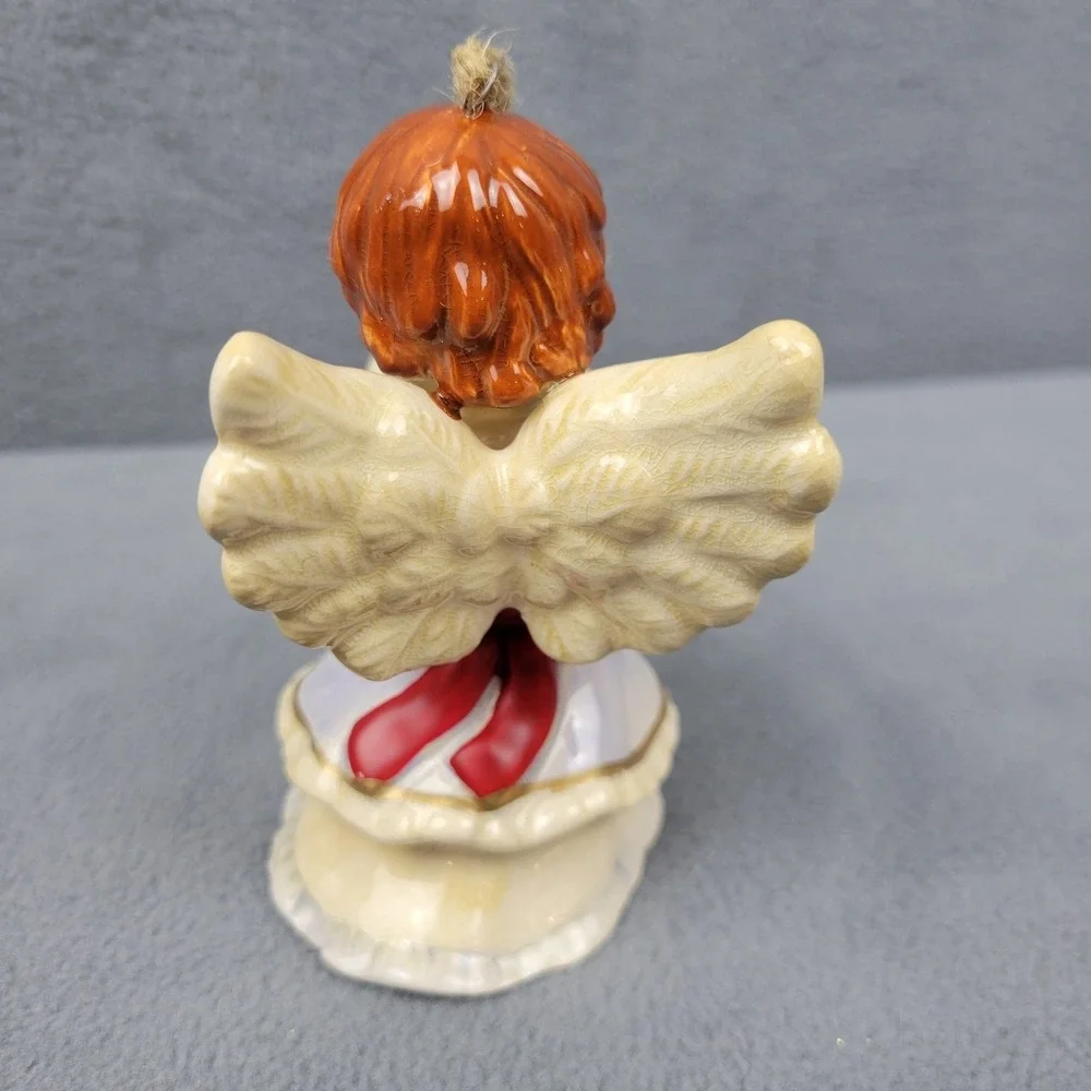 Vintage Angel Christmas‎ Ornament Red Bow & Horn Trumpet 4